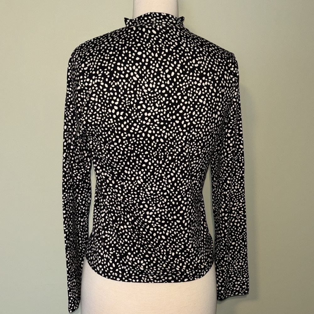 GAZE Black and White polka dots mini turtleneck long sleeve women’s size medium - Picture 4 of 7